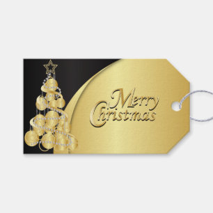 Elegantes Schwarz-und Goldweihnachten Geschenkanhänger
