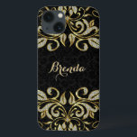 Elegantes Schwarz und Imitate Gold und Glitzer Case-Mate iPhone Hülle<br><div class="desc">Elegante Imitate Gold und Diamanten Glitzer Blütenwirbel über schwarze Blumengestauke. Wenn Sie Hilfe bei der Anpassung eines meiner Designs benötigen,  kontaktieren Sie ArtOnWear Designer. Kostenlose Textformatierung mit Live-Hilfe auf Anfrage.</div>