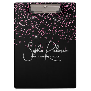 Elegantes Schwarz- und Rosaglimmer-Salon-Geschäft Klemmbrett