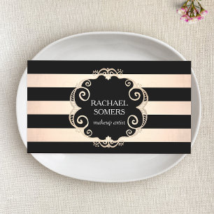 Elegantes Schwarz und Roségold gestreiftes Design Visitenkarte