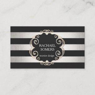 Elegantes Schwarz und Silber gestreiftes Design (o Visitenkarte