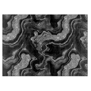 Elegantes Schwarz und Silber Glitter Achat Muster Schneidebrett