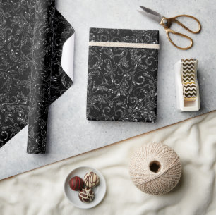 Elegantes Schwarz- und Silber-Glittermuster Geschenkpapier