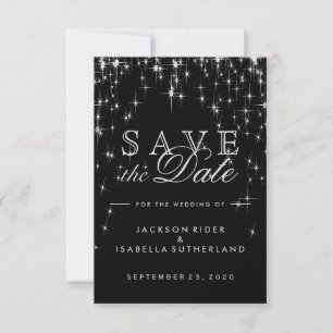 Elegantes Schwarz und Silberes Sternenhimmel - Sav Save The Date