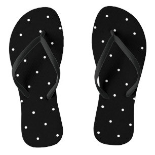 Elegantes Schwarz und Weiß mit Punkten Flip Flops