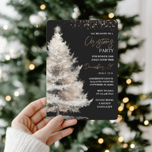 Elegantes Schwarz-Weihnachten in Gold Einladung