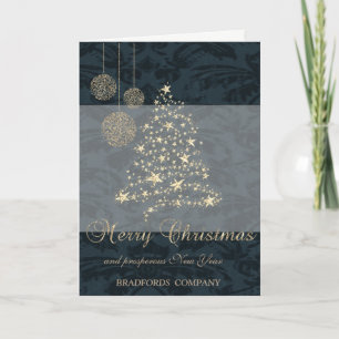 Elegantes Schwarz, Weihnachtsbaum, Schneeflocken, Feiertagskarte