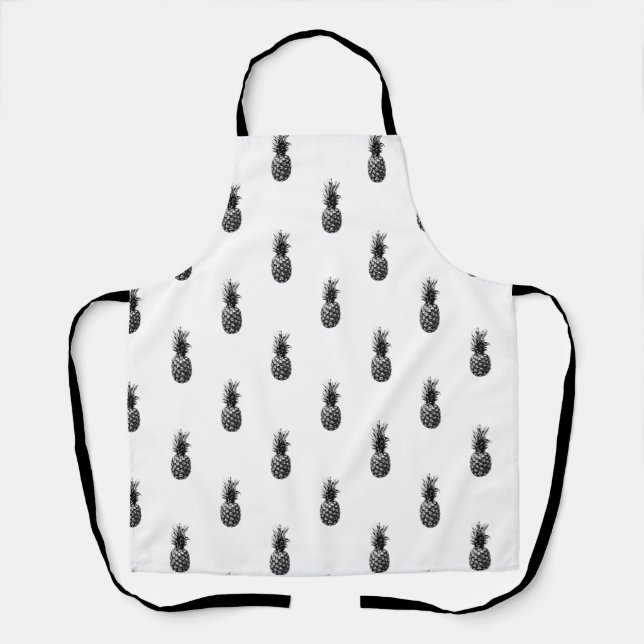 Elegantes Schwarz-Weiß-Ananas-Muster Schürze (Vorderseite)