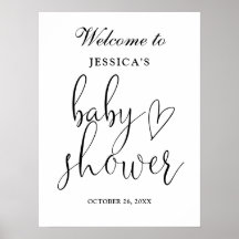 Elegantes Schwarz-Weiß-Baby-Dusche Begrüßungszeich