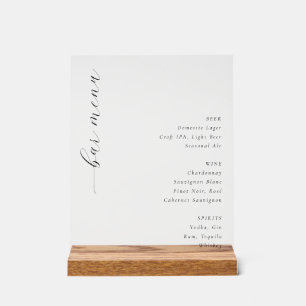 Elegantes Schwarz-Weiß-Bar-Menü-Schild Acrylschild