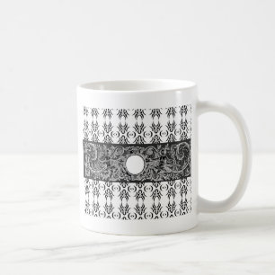 Elegantes schwarz weiß Barockmuster zum Anpassen Tasse