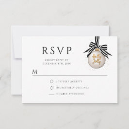 Elegantes Schwarz-weiß Bauble Weihnachtsfest Party RSVP Karte