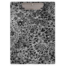 Elegantes Schwarz-Weiß-Blumen-Spitzenkunst-Clip-Bo