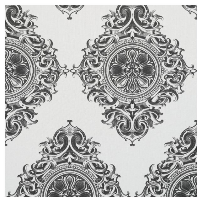 Elegantes Schwarz-Weiß-Blumendekor Stoff (Muster)