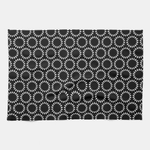Elegantes Schwarz-Weiß-Blütenblatt-Mandala-Muster Geschirrtuch
