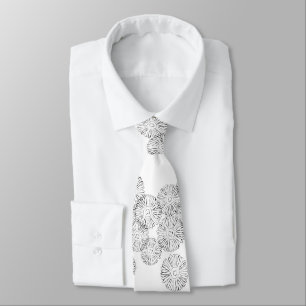 Elegantes Schwarz-Weiß-Boho-Chic-Gänseblümchen-Mus Krawatte