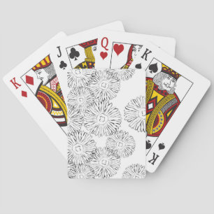 Elegantes Schwarz-Weiß-Boho-Chic-Gänseblümchen-Mus Spielkarten