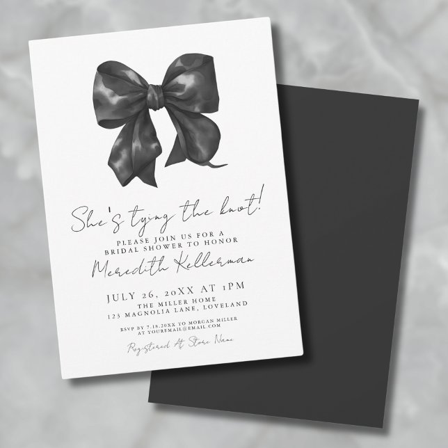 Elegantes Schwarz-Weiß-Brautparty Einladung (Elegant Black And White Bow Bridal Shower Invitation)