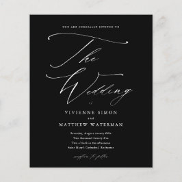 Elegantes Schwarz-Weiß-Budget Einladung zur Hochze