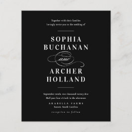 Elegantes Schwarz-Weiß-Budget Einladungen für Hoch