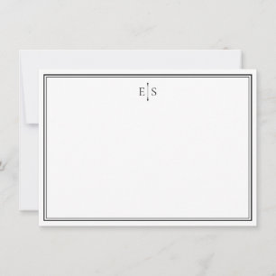 Elegantes Schwarz-Weiß-Chic-Monogramm Mitteilungskarte