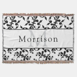 Elegantes Schwarz-Weiß-Damasketmuster Decke