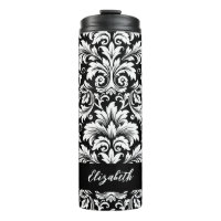 Elegantes Schwarz-Weiß-Damaskusmuster