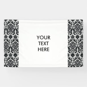 Elegantes Schwarz-Weiß-Damastmuster im Vintage-Sti Banner