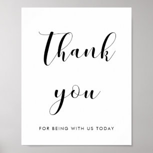 Elegantes Schwarz-Weiß Danke für Ihr Hochzeitszeic Poster