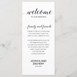 Elegantes Schwarz-weiß Dankeschön an Hochzeitsgäst Programm