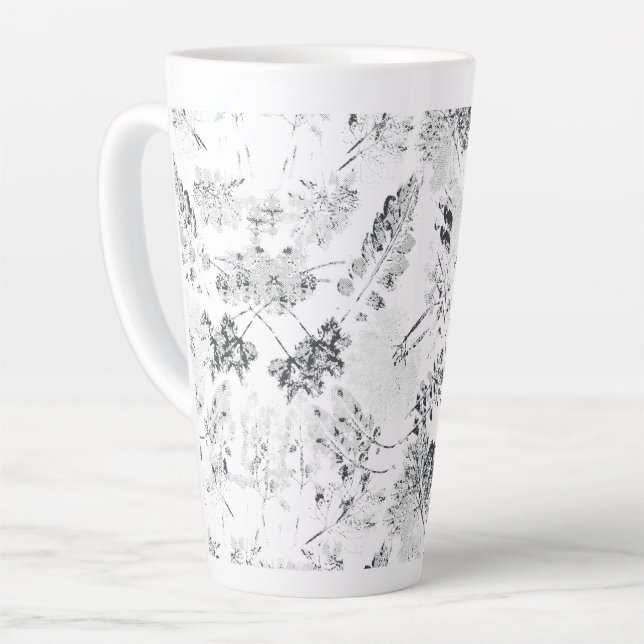 Elegantes Schwarz-Weiß-Design mit Blumendarstellun Milchtasse (Linke Ecke)