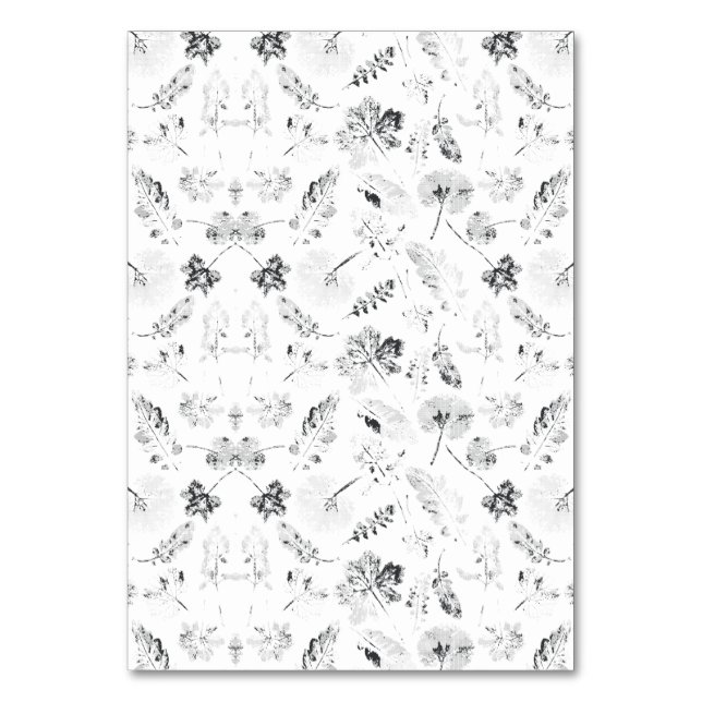 Elegantes Schwarz-Weiß-Design mit Blumendarstellun Tischnummer (Vorderseite)