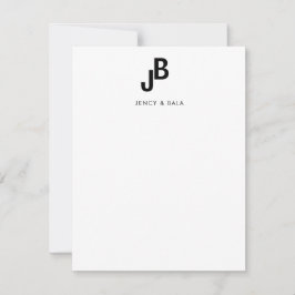 Elegantes Schwarz-Weiß-Design mit Monogramm für Pa Mitteilungskarte