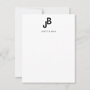 Elegantes Schwarz-Weiß-Design mit Monogramm für Pa Mitteilungskarte