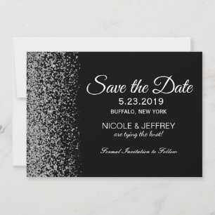 Elegantes Schwarz-Weiß-Diamant-Hochzeitdatum Geret Save The Date