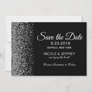 Elegantes Schwarz-Weiß-Diamant-Hochzeitdatum Geret Save The Date