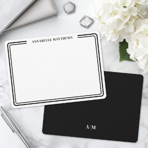 Elegantes Schwarz-Weiß-Doppelrand-Minimalistisches Mitteilungskarte