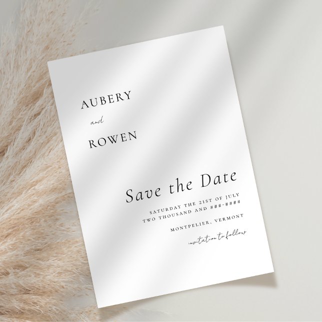 Elegantes Schwarz & Weiß Einfache Minimalistische  Save The Date (Von Creator hochgeladen)