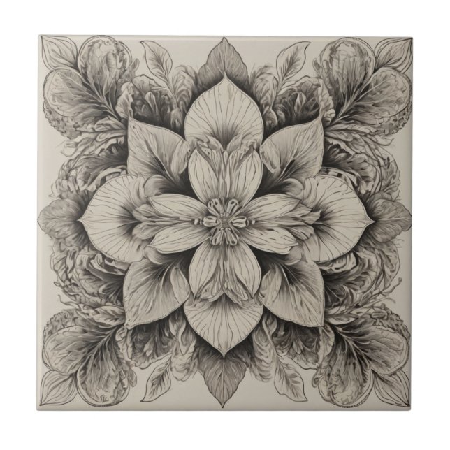 Elegantes Schwarz & Weiß Fliese (Vorderseite)