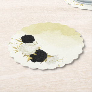 Elegantes Schwarz Weiß floral Untersetzer