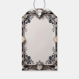 Elegantes Schwarz Weiß Florales Geschenk Etikett Geschenkanhänger