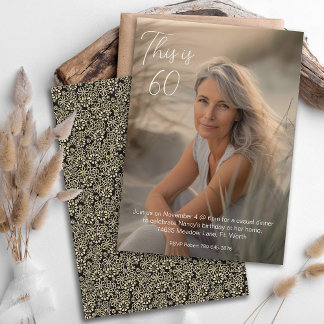 Elegantes Schwarz-Weiß-Foto 60 Geburtstag Einladung
