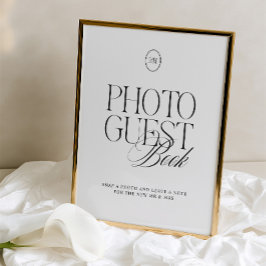 Elegantes Schwarz-Weiß-Foto-Gästebuch-Schild