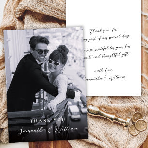 Elegantes Schwarz-Weiß-Foto Hochzeitsdankeschön Dankeskarte