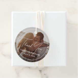 Elegantes Schwarz-Weiß-Foto Moderne Hochzeit Geschenkanhänger