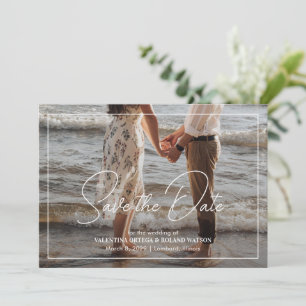 Elegantes Schwarz-Weiß-Foto Moderne Hochzeit Save The Date