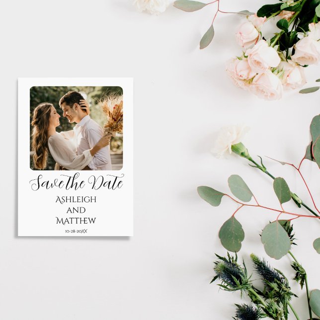 Elegantes Schwarz-Weiß-Foto Save the Date (Von Creator hochgeladen)