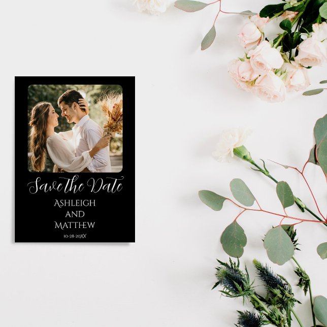 Elegantes Schwarz-Weiß-Foto Save The Date (Von Creator hochgeladen)