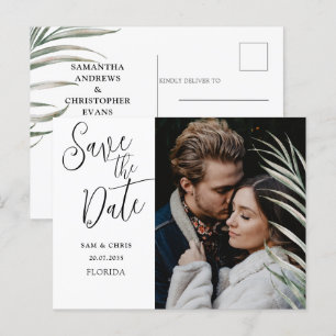Elegantes Schwarz-Weiß-Foto Save the Date Announ Ankündigungspostkarte