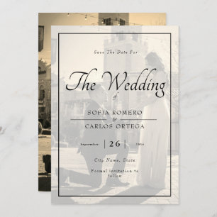 Elegantes Schwarz-Weiß-Foto Save the Date Einladung